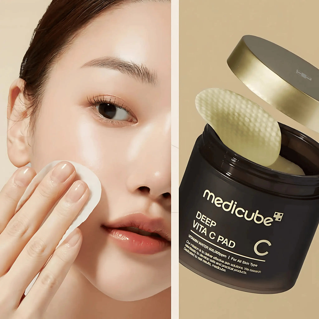 Medicube – Deep Vita C Pad, discos de vitamina C coreanos para pele baça que precisa de brilho, cosmética coreana skincare Portugal