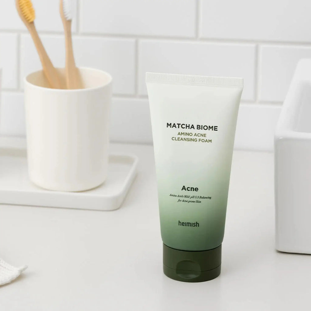 Heimish – Matcha Biome Amino Acne Cleansing Foam, espuma coreana suave com matcha que purifica a pele, skincare cosmética coreana Portugal
