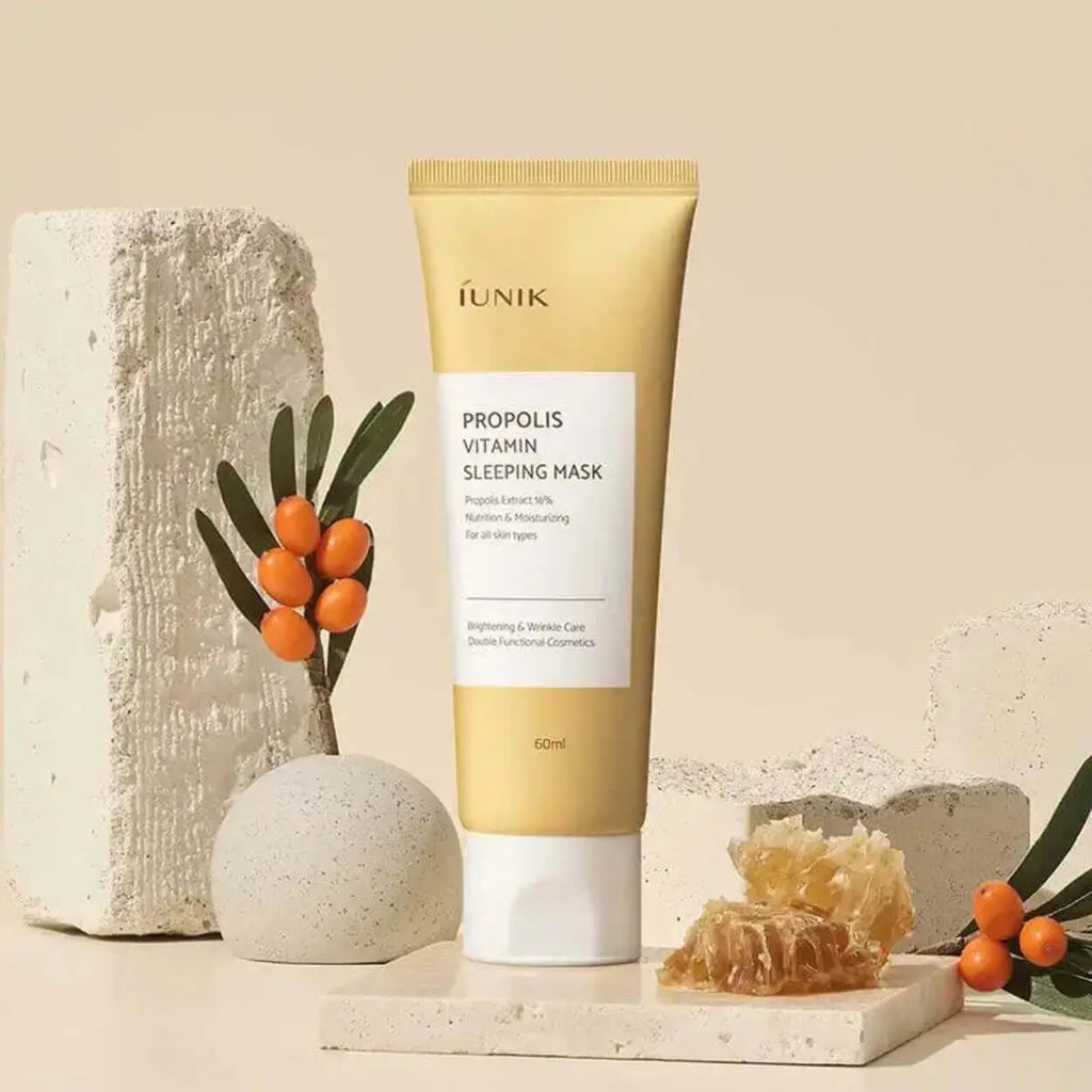Propolis Vitamin Sleeping Mask iUNIK máscara facial coreana própolis hidratação noturna cosmética coreana Portugal