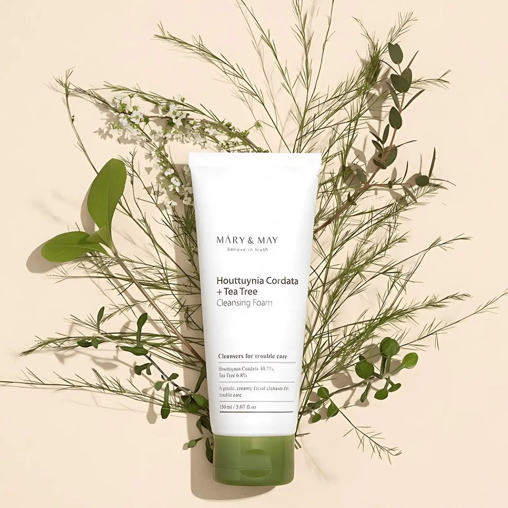 Houttuynia Cordata + Tea Tree Cleansing Foam da Mary & May espuma facial coreana pele sensível skincare Portugal