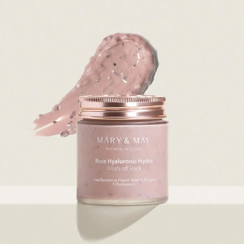 Rose Hyaluronic Hydra Wash Off Pack Mary & May máscara facial coreana rosa hidratação intensa cosmética coreana Portugal