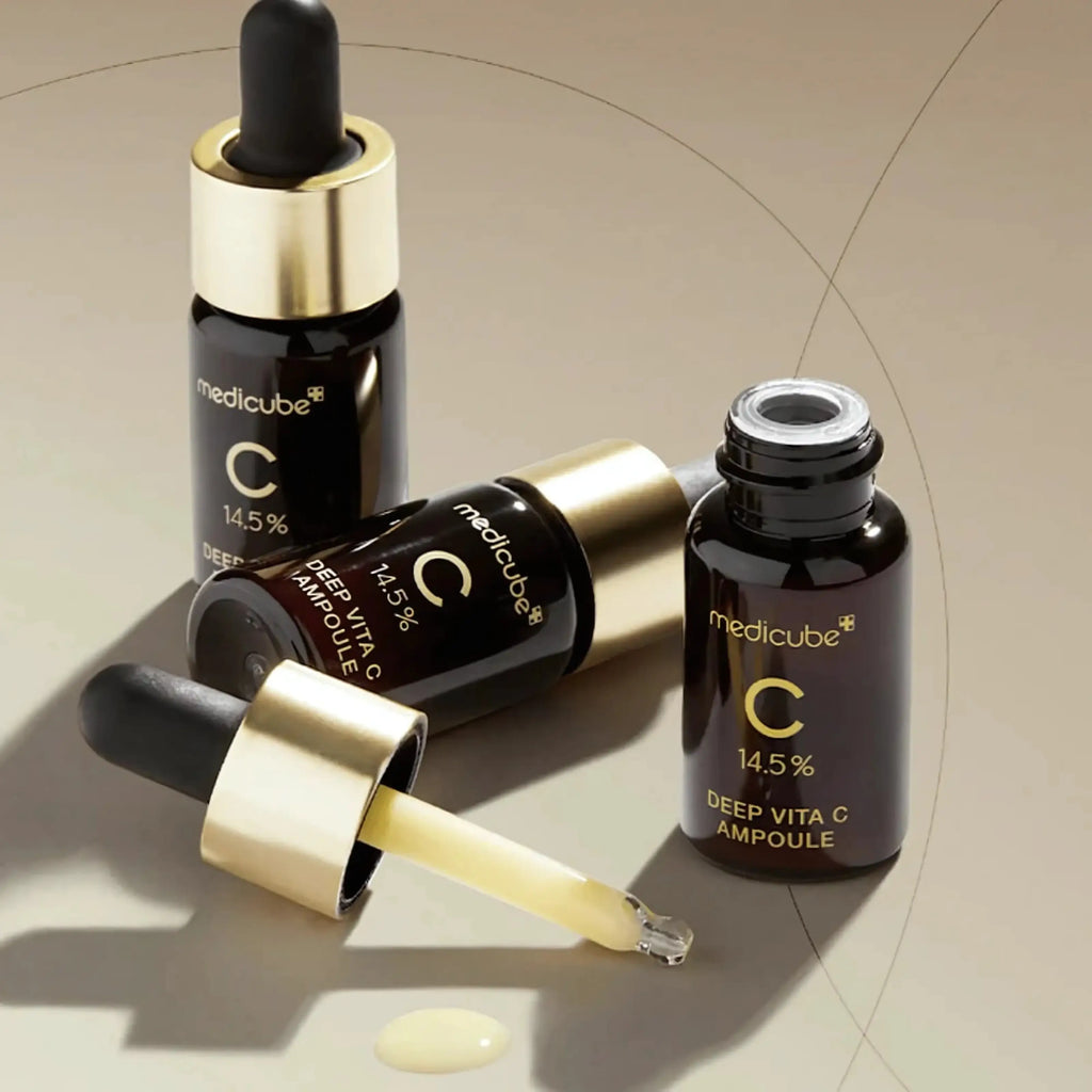 Medicube – Deep Vita C Ampoule 2.0, ampola facial coreana que uniformiza o tom da pele, skincare coreano disponível em Portugal, cosmética coreana